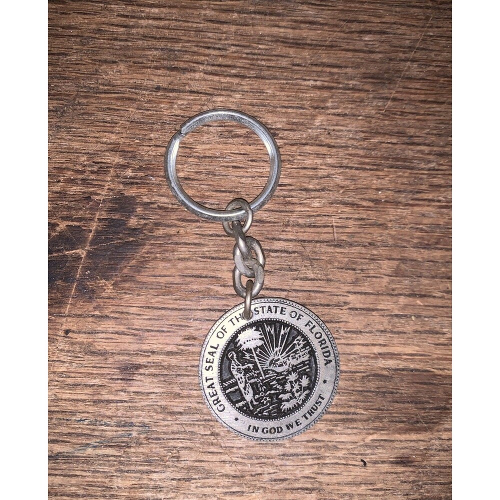 Vintage Keychain - The Great Seal of the State of Florida - Pewter